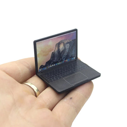 1:12 Dollhouse Decor Accessory: Cute Mini Laptop Computer in Alloy, Ideal for DIY