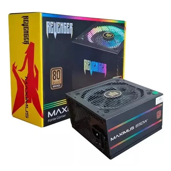 Fonte De Alimentação ATX 650W RGB 80 Plus Bronze PC Gamer Maximus