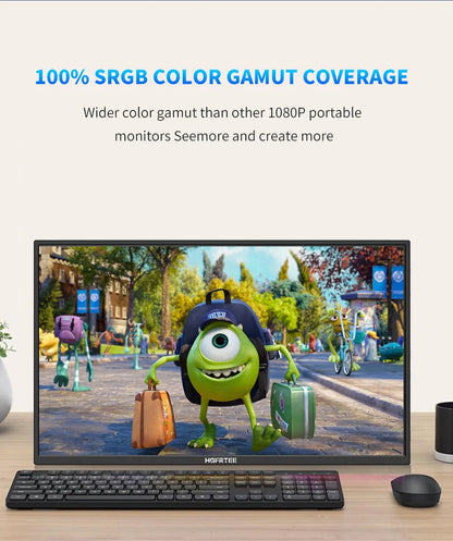 HGFRTEE Portable Gaming Monitor 18.5 Inch 1080P 16:09 120Hz 100%sRGB 300Cd/m² Travel Screen for MacBook Laptop PC Game Consoles