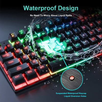 Ergonomics Backlit Keyboard Wired Gaming Keyboard waterproof Luminous keyboard And Mouse Set for Gamer PC Laptop