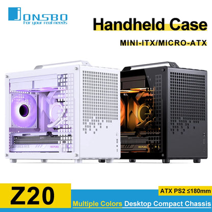 Jonsbo Z20 MATX ATX PC Case Chassis 20L Detachable Handle Case Support 240mm AIO Cooler Type-C Black Desktop Small Compact Case