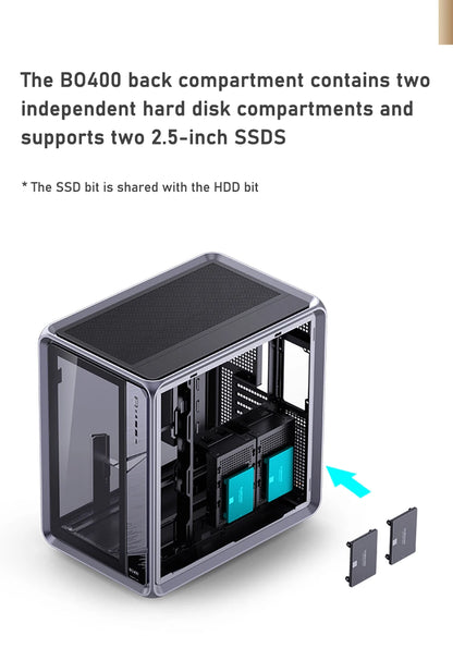 Jonsbo BO400 ATX Case Aluminum Seaview Room Chassis 10 Fan Slots Computer Game Main Case MINI-ITX/M-ATX Backboard Perspective PC