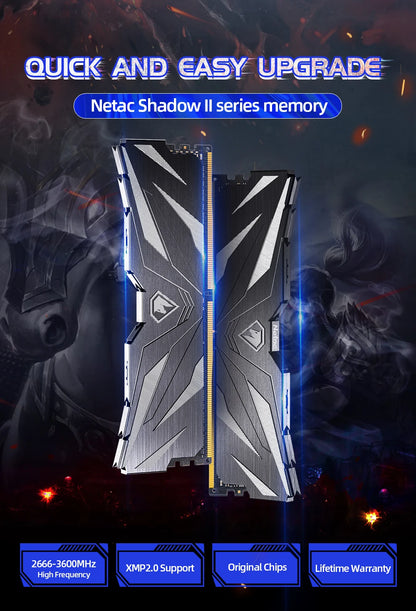 Netac DDR4 RAM Memory DDR4 32GB 16GB 8GB DDR5 4800MHz Memoria RAM DDR4 3200MHz 3600MHz 2666MHz XMP for AMD Intel Motherboard