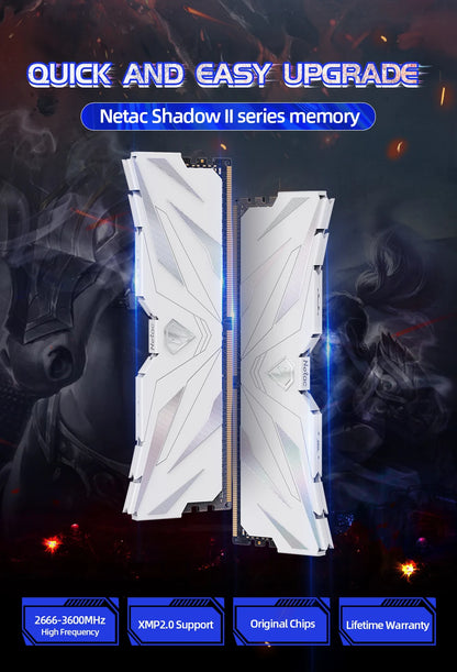 Netac DDR4 RAM Memory DDR4 32GB 16GB 8GB DDR5 4800MHz Memoria RAM DDR4 3200MHz 3600MHz 2666MHz XMP for AMD Intel Motherboard