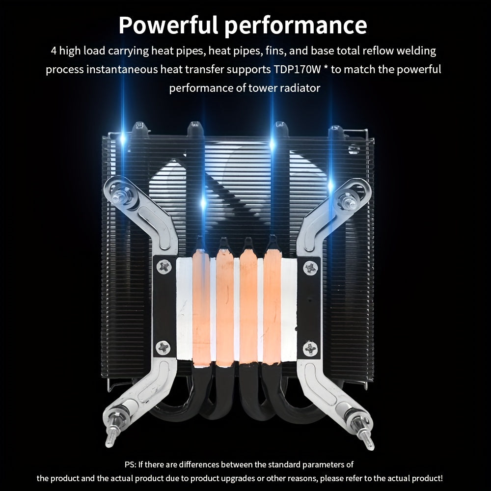 ITX CPU Cooler Fan RGB 4Pin PWM 4 Heat Pipe Tower Air Cooler Intel LGA1700 1150 1155 115X 1200 Processor Cooler Radiator ITX Small Chassis Dedicated CPU Fan 4 Heat Pipe Fan Speed 600-3300RPM ±