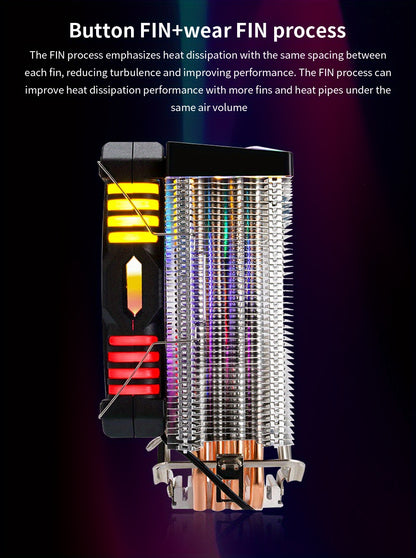 CPU Cooling Fan RGB 4Pin PWM 4 Heat Pipes CPU Processor Cooler Radiator PC 120MM Fan For Intel LGA 1700 1200 1150 1151 1155 2011 X79 X99 AM3 AM4