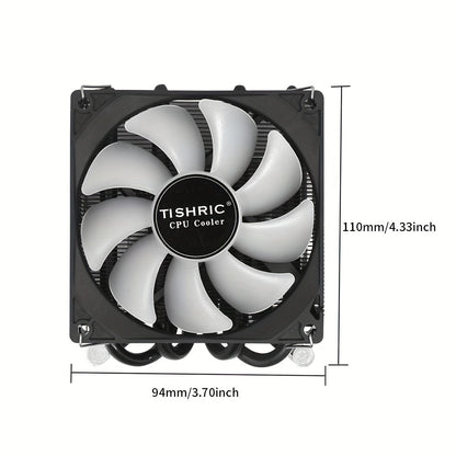 ITX CPU Cooler Fan RGB 4Pin PWM 4 Heat Pipe Tower Air Cooler Intel LGA1700 1150 1155 115X 1200 Processor Cooler Radiator ITX Small Chassis Dedicated CPU Fan 4 Heat Pipe Fan Speed 600-3300RPM ±