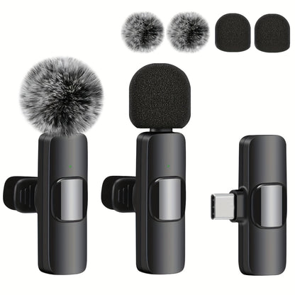 ProAudio Wireless Lavalier Microphone Clip - Preamps for IPhone, IPad, Android, and USB-C Devices - Cordless, Plug and Play, High-Quality Audio for Video Recording, Live Streaming, Interviews, and Vlogging