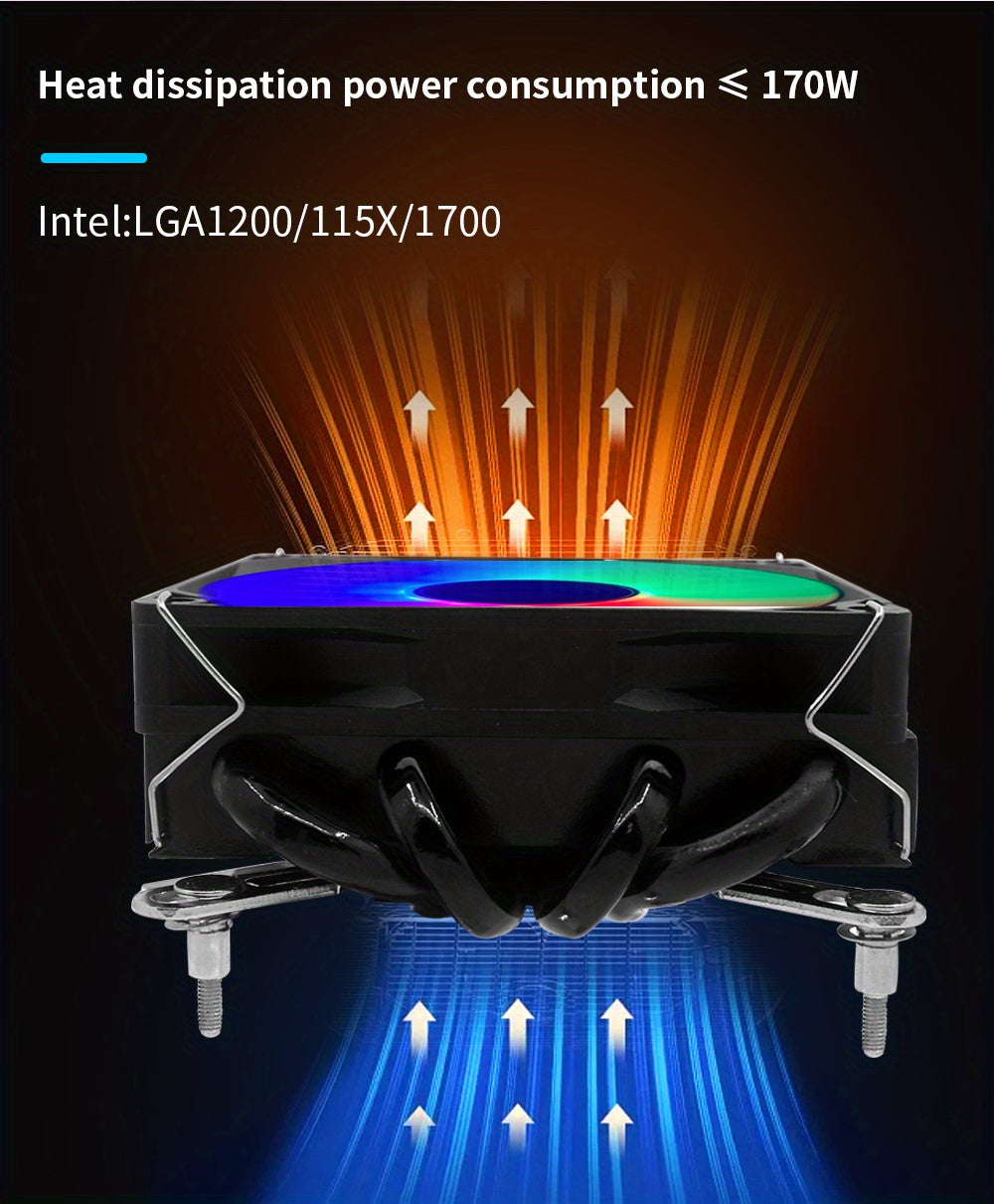 ITX CPU Cooler Fan RGB 4Pin PWM 4 Heat Pipe Tower Air Cooler Intel LGA1700 1150 1155 115X 1200 Processor Cooler Radiator ITX Small Chassis Dedicated CPU Fan 4 Heat Pipe Fan Speed 600-3300RPM ±
