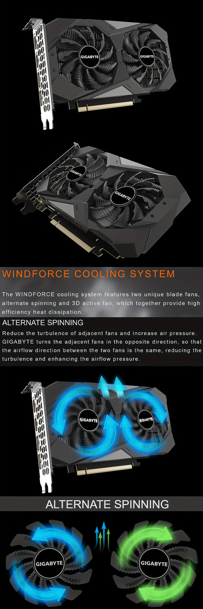 Gigabyte RTX3050 WINDFORCE OC 6G - Overclocked GeForce, GDDR6, 14000 MHz, PCI-E 4.0, 96bit, Desktop NVIDIA Graphics Card