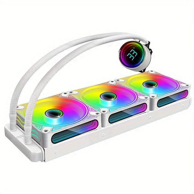 360MM Black ARGB Liquid CPU Water Cooling With 3 X 120mm ARGB PWM Fan, Temperature Display, Computer Water Cooling
