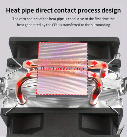 TISHRIC CPU Processor Cooler Cooling Fan RGB 3Pin PWM 2 Heat Pipes CPU Cooler Radiator PC Fan For Intel 1200 1150 1151 1155 1700 AM3 AM4.