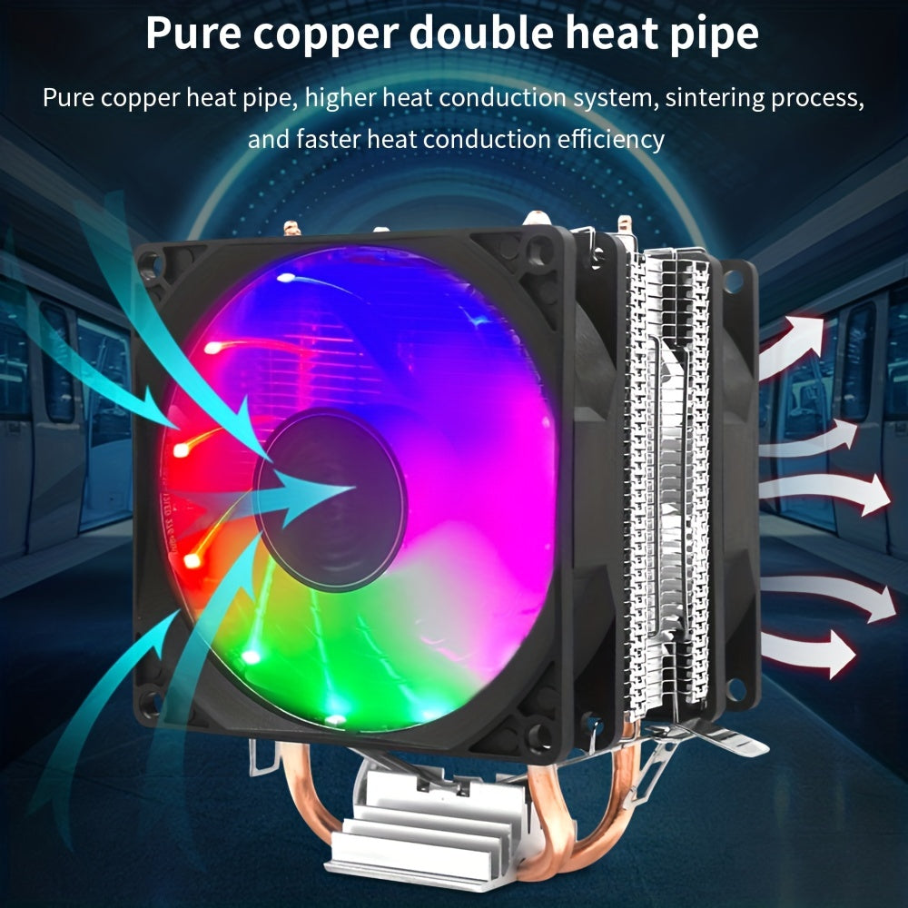 TISHRIC CPU Processor Cooler Cooling Fan RGB 3Pin PWM 2 Heat Pipes CPU Cooler Radiator PC Fan For Intel 1200 1150 1151 1155 1700 AM3 AM4.
