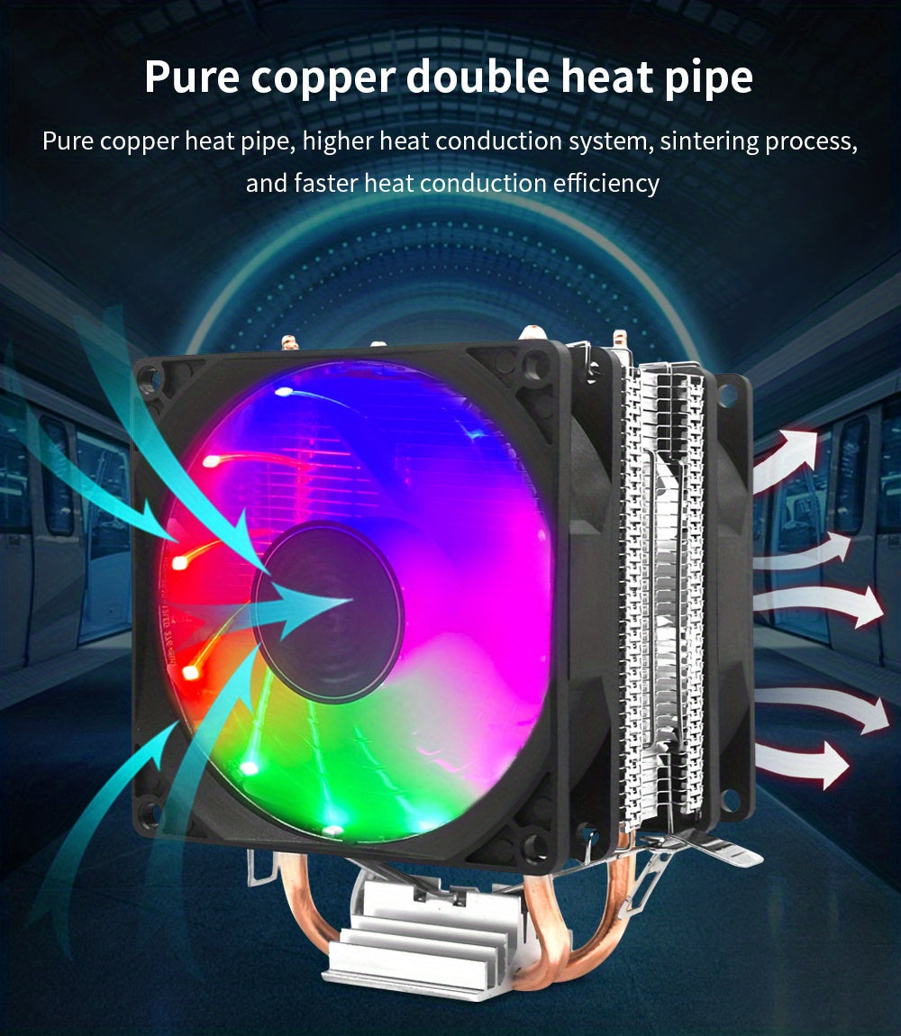 TISHRIC CPU Processor Cooler Cooling Fan RGB 3Pin PWM 2 Heat Pipes CPU Cooler Radiator PC Fan For Intel 1200 1150 1151 1155 1700 AM3 AM4.