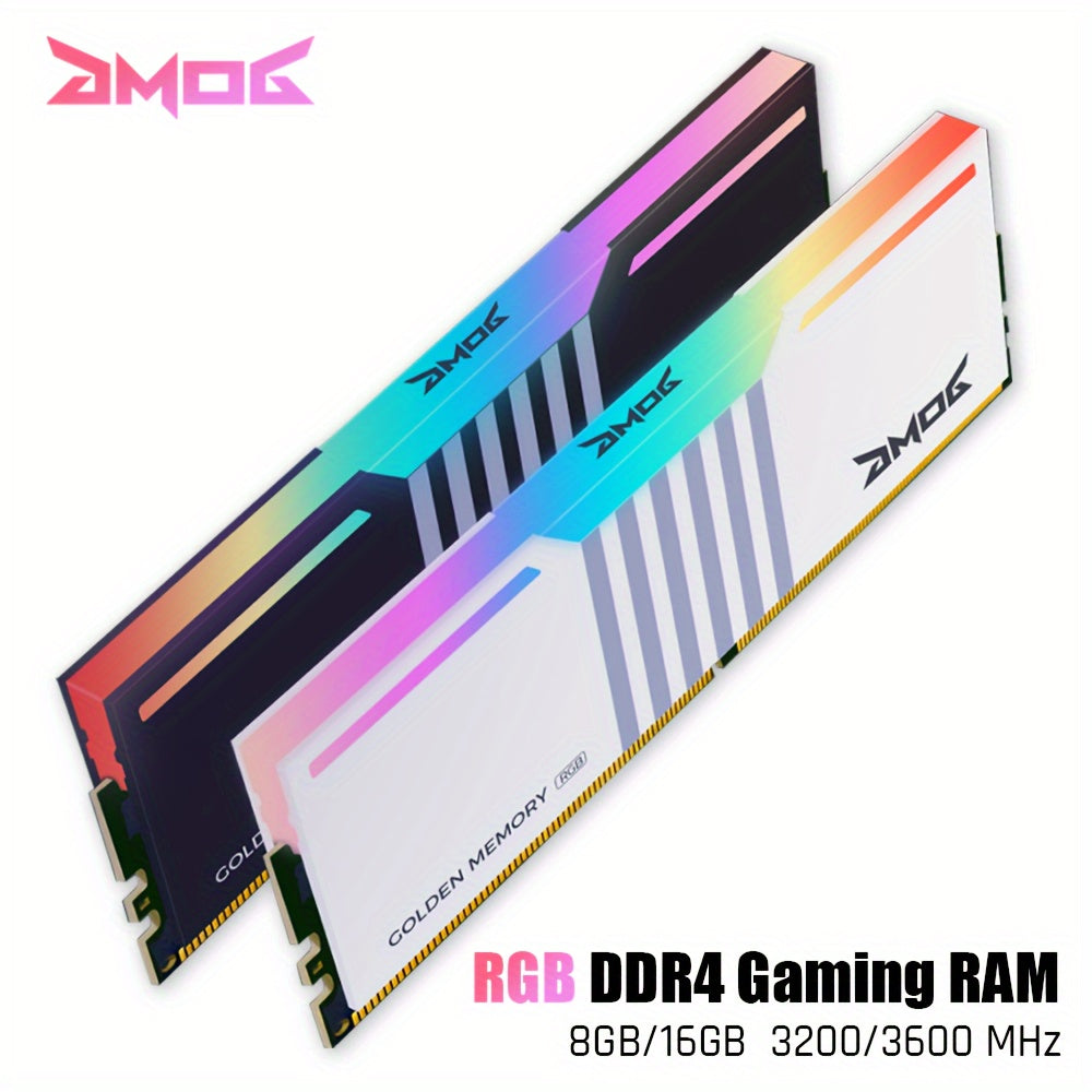 GMOG RGB RAM DDR4 Desktop 8GB 16GB 3200MHz 3600MHz XMP DDR4 Gaming RAM Memoria Desktop 288-Pin 1.35V ARGB With Heatsink