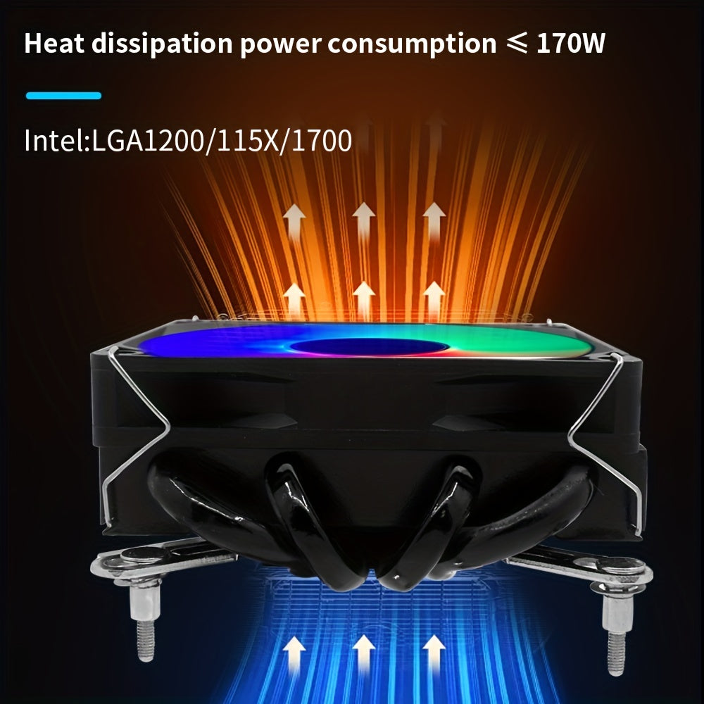 ITX CPU Cooler Fan RGB 4Pin PWM 4 Heat Pipe Tower Air Cooler Intel LGA1700 1150 1155 115X 1200 Processor Cooler Radiator ITX Small Chassis Dedicated CPU Fan 4 Heat Pipe Fan Speed 600-3300RPM ±