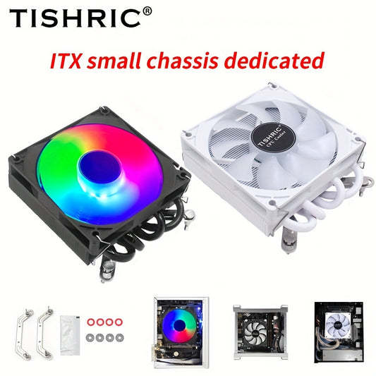ITX CPU Cooler Fan RGB 4Pin PWM 4 Heat Pipe Tower Air Cooler Intel LGA1700 1150 1155 115X 1200 Processor Cooler Radiator ITX Small Chassis Dedicated CPU Fan 4 Heat Pipe Fan Speed 600-3300RPM ±