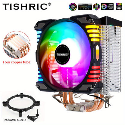 CPU Cooling Fan RGB 4Pin PWM 4 Heat Pipes CPU Processor Cooler Radiator PC 120MM Fan For Intel LGA 1700 1200 1150 1151 1155 2011 X79 X99 AM3 AM4