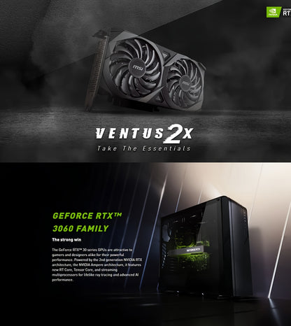MSI GeForce RTX 3060 VENTUS 2X 12G OC GAMING Graphics Card 192bit 12GB GDDR6 Video Cards 1HD 3DP