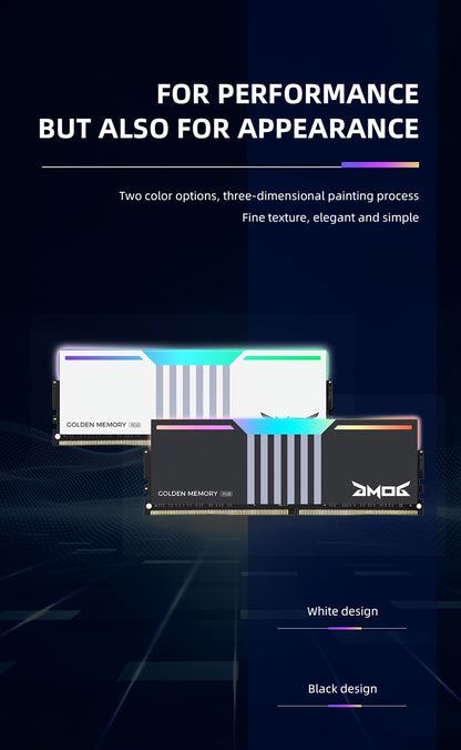 GMOG RGB RAM DDR4 Desktop 8GB 16GB 3200MHz 3600MHz XMP DDR4 Gaming RAM Memoria Desktop 288-Pin 1.35V ARGB With Heatsink