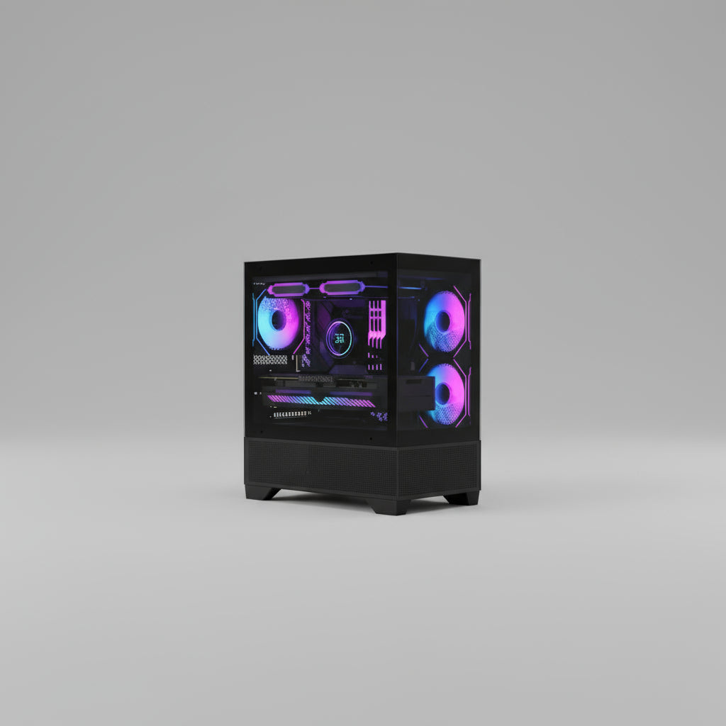 MATX-SLIM ITX Gaming PC Case with 3x120mm ARGB Fans, 270° Full View Tempered Glass Mid Tower, USB 3.0, Air Cooling, Mini-ITX Compatible, Compact Design for Small Spaces, Vibrant Pc Setup | Sleek Midtower | Sleek Construction