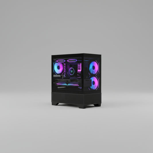 MATX-SLIM ITX Gaming PC Case with 3x120mm ARGB Fans, 270° Full View Tempered Glass Mid Tower, USB 3.0, Air Cooling, Mini-ITX Compatible, Compact Design for Small Spaces, Vibrant Pc Setup | Sleek Midtower | Sleek Construction